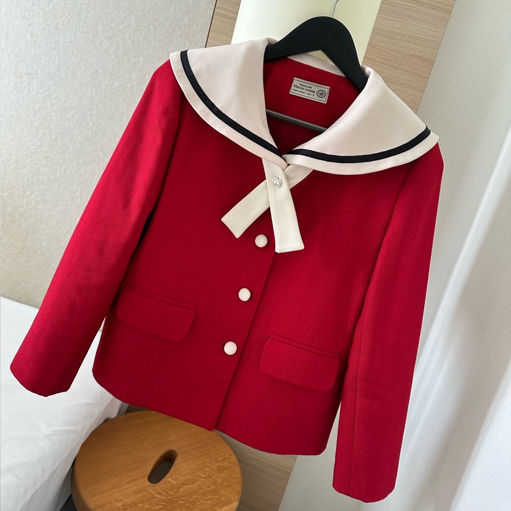 Boutique Red Blazer/ Suit Jacket Sailor Preppy Style